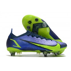 Nike Mercurial Vapor XIV Elite SG PRO Anti Clog Low-top Deep Blue Yellow Men Soccer Cleats 