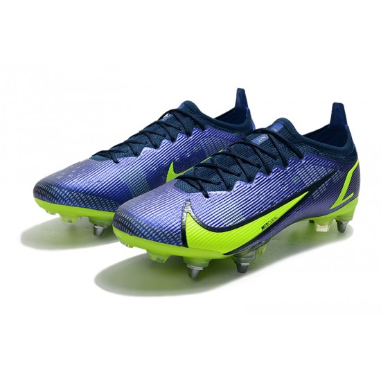 Nike Mercurial Vapor XIV Elite SG PRO Anti Clog Low-top Deep Blue Yellow Men Soccer Cleats 