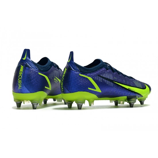 Nike Mercurial Vapor XIV Elite SG PRO Anti Clog Low-top Deep Blue Yellow Men Soccer Cleats 