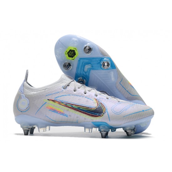 Nike Mercurial Vapor XIV Elite SG PRO Anti Clog Low-top White Blue Men Soccer Cleats 