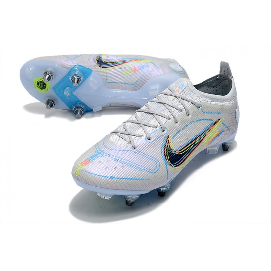 Nike Mercurial Vapor XIV Elite SG PRO Anti Clog Low-top White Blue Men Soccer Cleats 