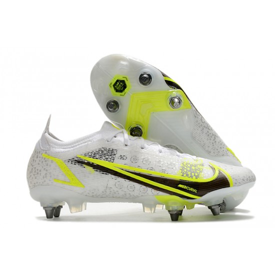 Nike Mercurial Vapor XIV Elite SG PRO Anti Clog Low-top White Yellow Men Soccer Cleats 