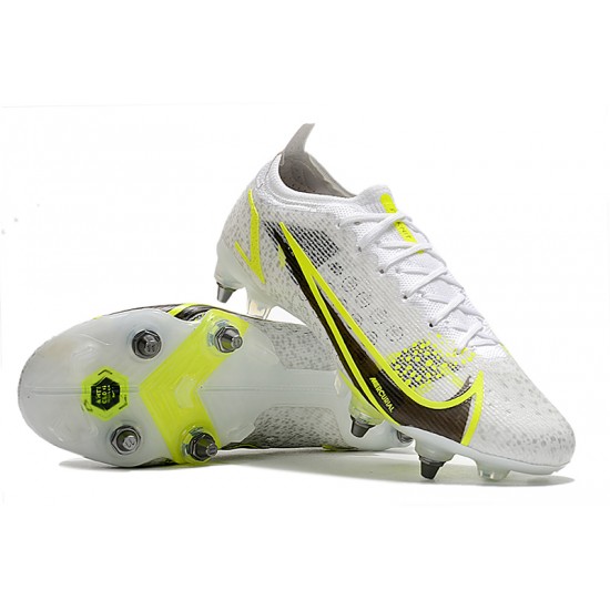 Nike Mercurial Vapor XIV Elite SG PRO Anti Clog Low-top White Yellow Men Soccer Cleats 