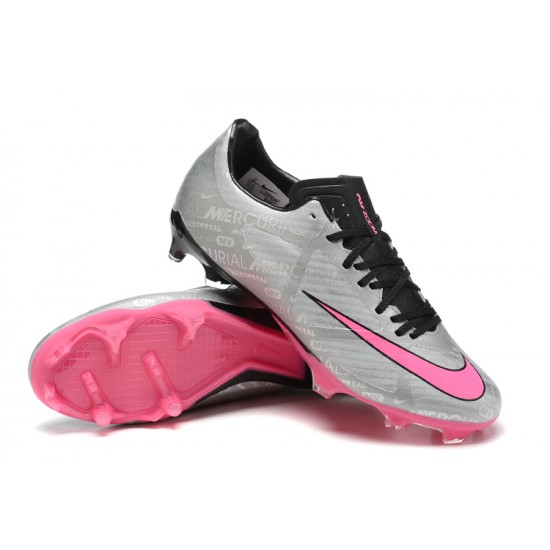 Nike Mercurial Vapor XV FG Low-top Grey Black Pink Men Soccer Cleats 