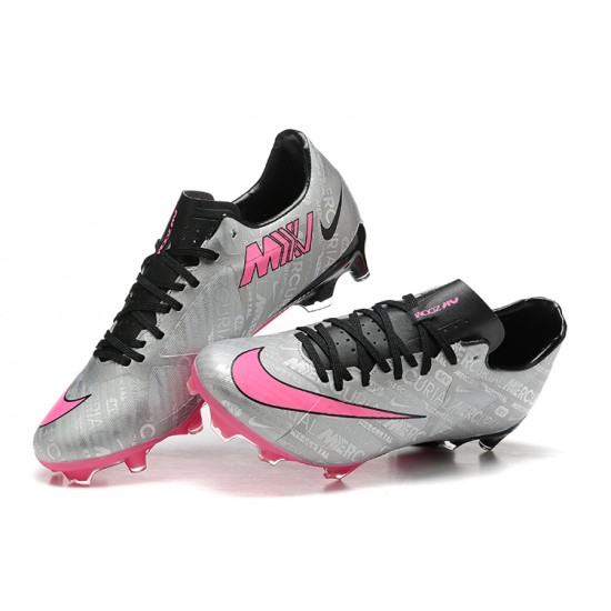 Nike Mercurial Vapor XV FG Low-top Grey Black Pink Men Soccer Cleats 