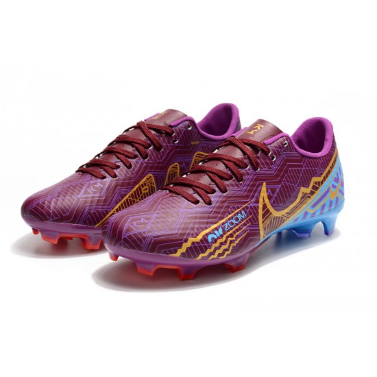 Nike Mercurial Vapor XV FG Low-top Purple Blue Men Soccer Cleats 