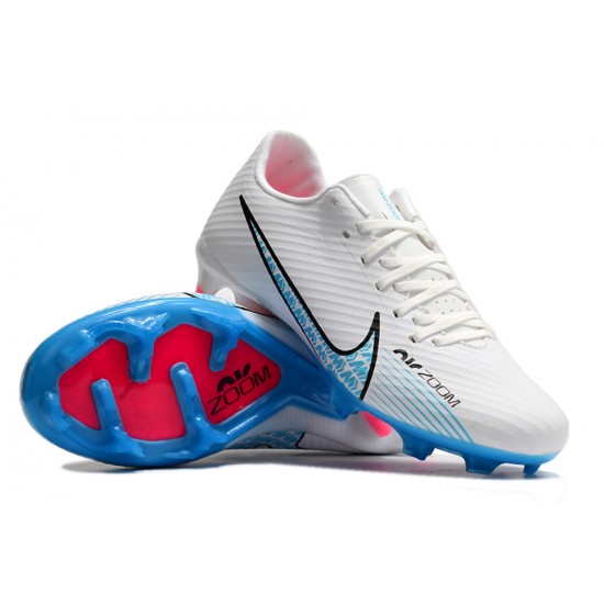 Nike Mercurial Vapor XV FG Low-top White Light Blue Men Soccer Cleats 