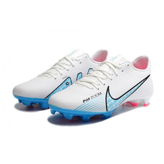 Nike Mercurial Vapor XV FG Low-top White Light Blue Men Soccer Cleats 