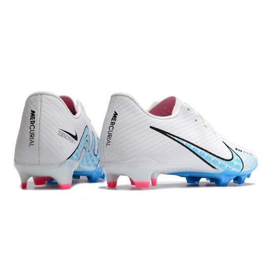 Nike Mercurial Vapor XV FG Low-top White Light Blue Men Soccer Cleats 