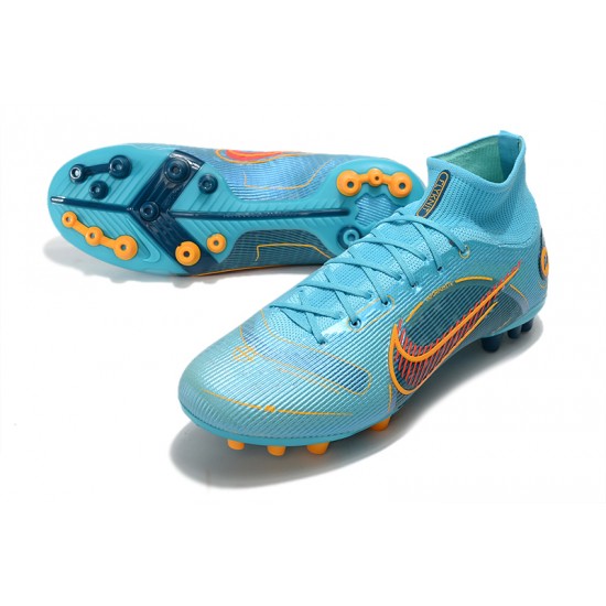 Nike Superfly 8 Academy AG High-top Blue Women And Men Soccer Cleats 