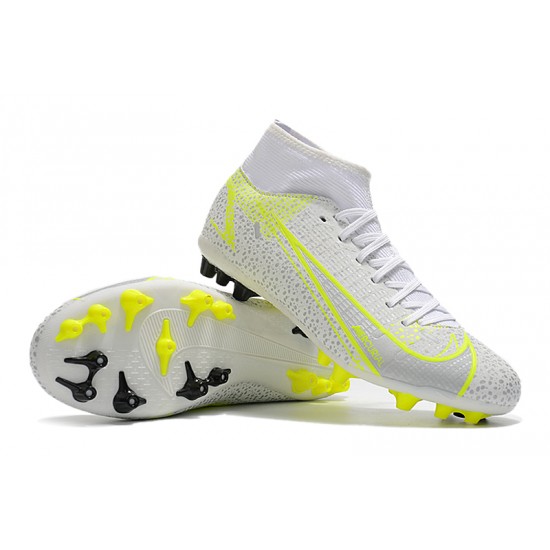 Nike Superfly 8 Academy AG High-top White Yellow Women And Men Soccer Cleats 