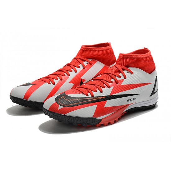 Nike Superfly 8 Academy TF High-top Red White Black Men Soccer Cleats 