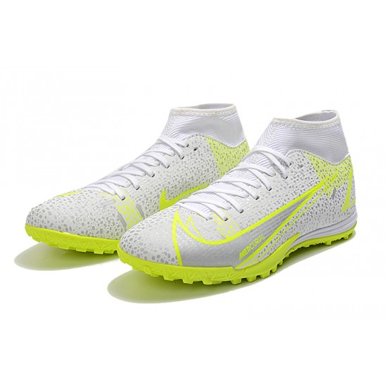 Nike Superfly 8 Academy TF High-top White Yellow Men Soccer Cleats 