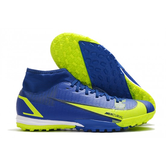 Nike Superfly 8 Academy TF Low-top Dark Blue Yellow Men Soccer Cleats 