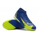 Nike Superfly 8 Academy TF Low-top Dark Blue Yellow Men Soccer Cleats 