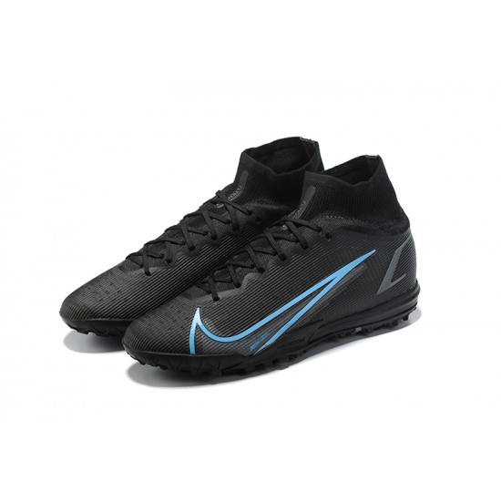 Nike Superfly 8 Elite TF High-top Black Blue Men Soccer Cleats 