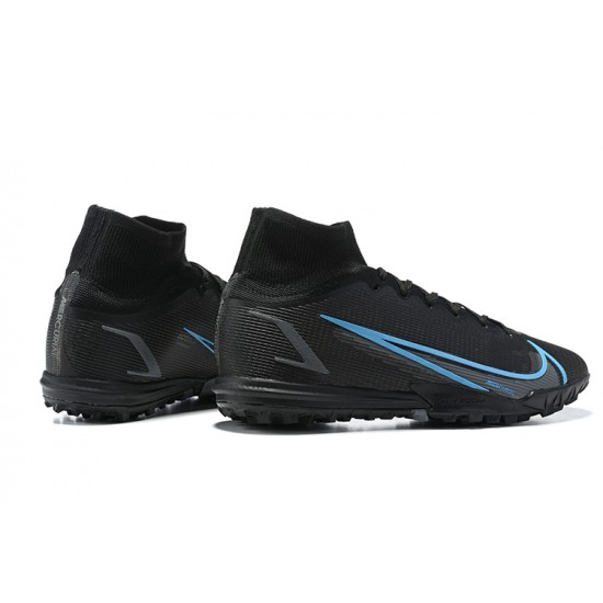 Nike Superfly 8 Elite TF High-top Black Blue Men Soccer Cleats 