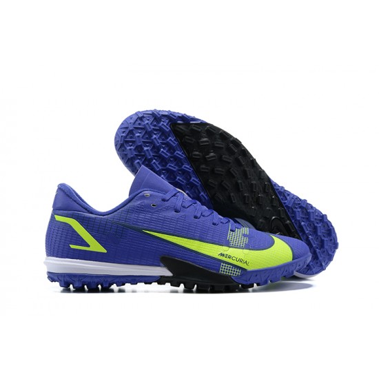 Nike Vapor 14 Academy TF Low-top Gark Blue Yellow Men Soccer Cleats 