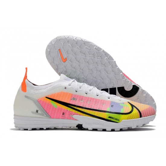 Nike Vapor 14 Elite TF Low-top Yellow Pink White Men Soccer Cleats 