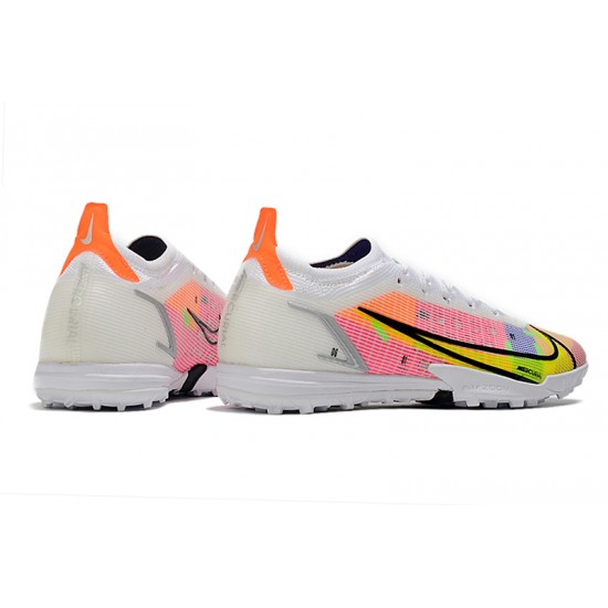 Nike Vapor 14 Elite TF Low-top Yellow Pink White Men Soccer Cleats 