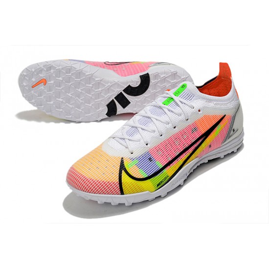 Nike Vapor 14 Elite TF Low-top Yellow Pink White Men Soccer Cleats 