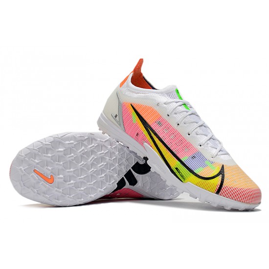 Nike Vapor 14 Elite TF Low-top Yellow Pink White Men Soccer Cleats 