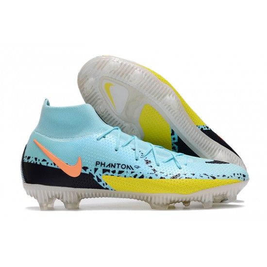 Nike Phantom GT Elite Dynamic Fit FG High-top Blue Yellow Black Men Soccer Cleats 