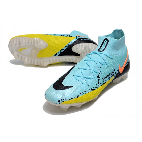 Nike Phantom GT Elite Dynamic Fit FG High-top Blue Yellow Black Men Soccer Cleats 