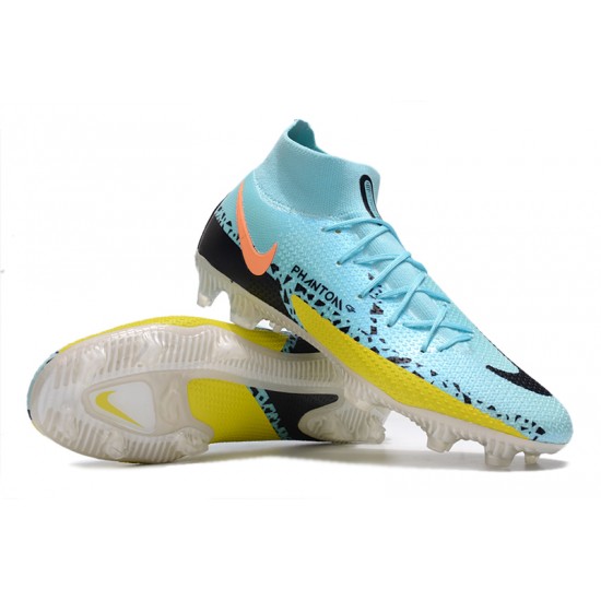 Nike Phantom GT Elite Dynamic Fit FG High-top Blue Yellow Black Men Soccer Cleats 