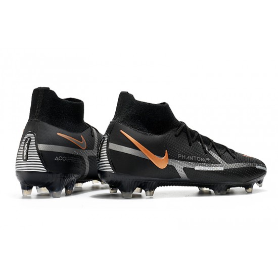 Nike Phantom GT Elite Dynamic Fit FG High-top Gold Black Sliver Men Soccer Cleats 