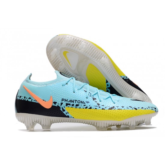 Nike Phantom GT Elite FG Low-top Blue Yellow Black Men Soccer Cleats 