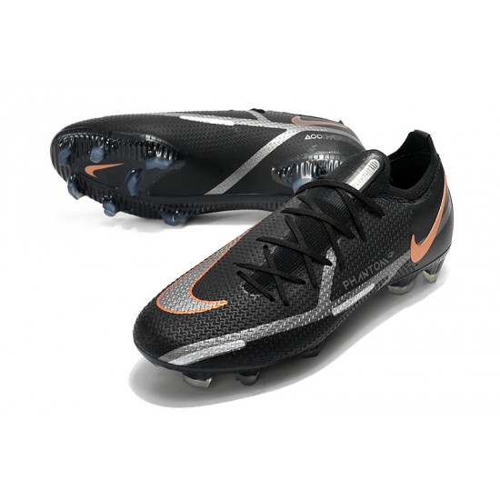 Nike Phantom GT Elite FG Low-top Gold Black Sliver Men Soccer Cleats 