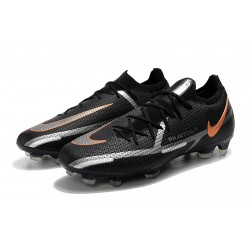 Nike Phantom GT Elite FG Low-top Gold Black Sliver Men Soccer Cleats 