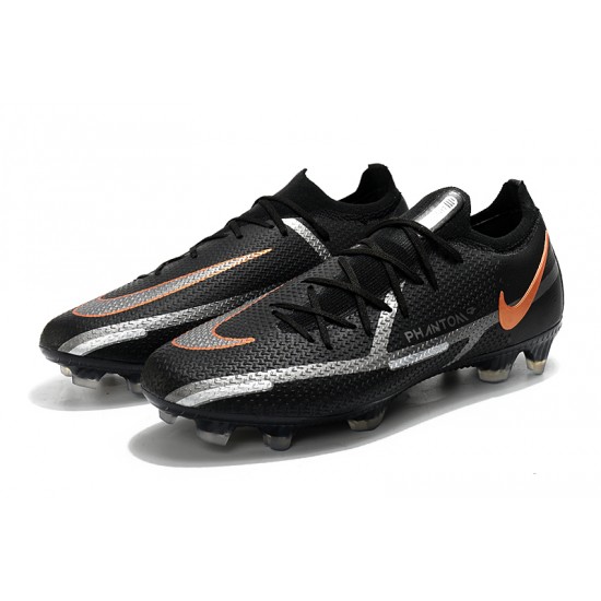 Nike Phantom GT Elite FG Low-top Gold Black Sliver Men Soccer Cleats 