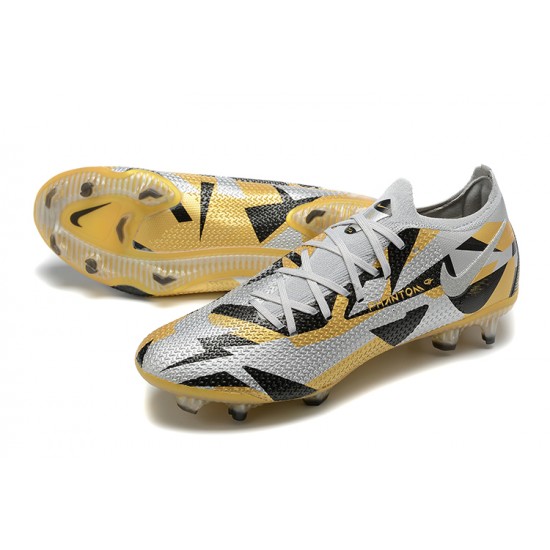 Nike Phantom GT Elite FG Low-top Sliver Gold Black Men Soccer Cleats 