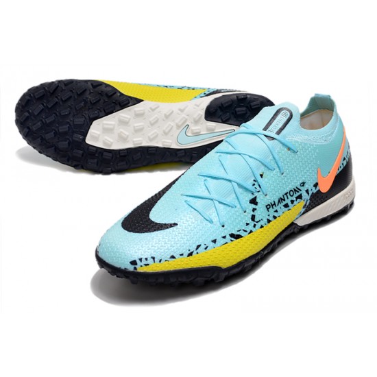 Nike Phantom GT2 Elite TF Low-top Blue Black Yellow Men Soccer Cleats 