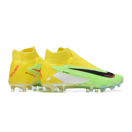 Nike Phantom GX Elite FG Green Yellow Women And Men Soccer Cleats 