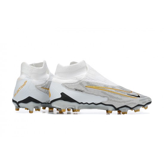 Nike Phantom GX Elite FG White Glod Women And Men Soccer Cleats 