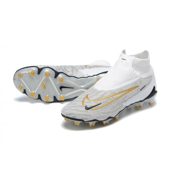 Nike Phantom GX Elite FG White Glod Women And Men Soccer Cleats 