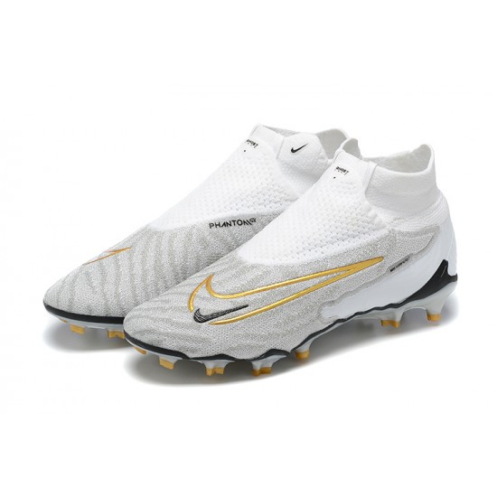 Nike Phantom GX Elite FG White Glod Women And Men Soccer Cleats 