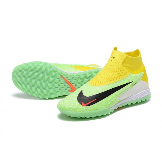 Nike Phantom GX Elite TF High-top Green Yellow Women And Men Soccer Cleats 