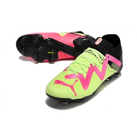 Puma Future Ultimate FG Low-Top Green Black Pink For Women And Men Soccer Cleats 