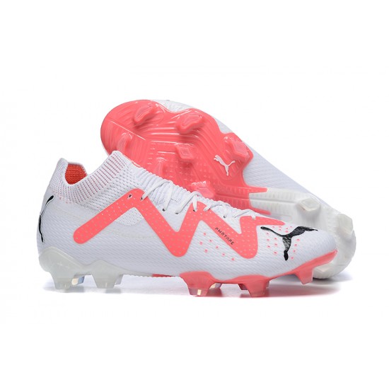 Puma Future Ultimate FG Low-Top White Pink For Men Soccer Cleats 