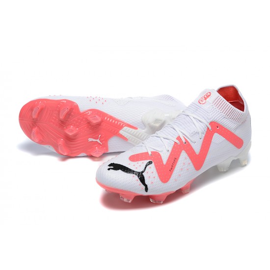 Puma Future Ultimate FG Low-Top White Pink For Men Soccer Cleats 