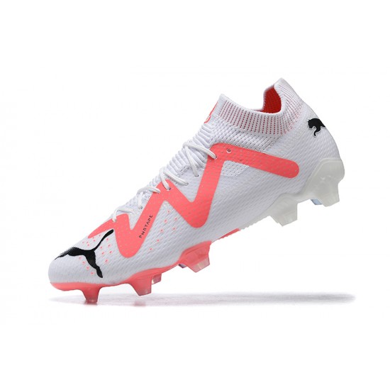 Puma Future Ultimate FG Low-Top White Pink For Men Soccer Cleats 