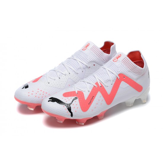 Puma Future Ultimate FG Low-Top White Pink For Men Soccer Cleats 