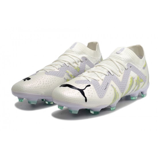 Puma Future Ultimate FG Low-Top White Turqoise For Women And Men Soccer Cleats 