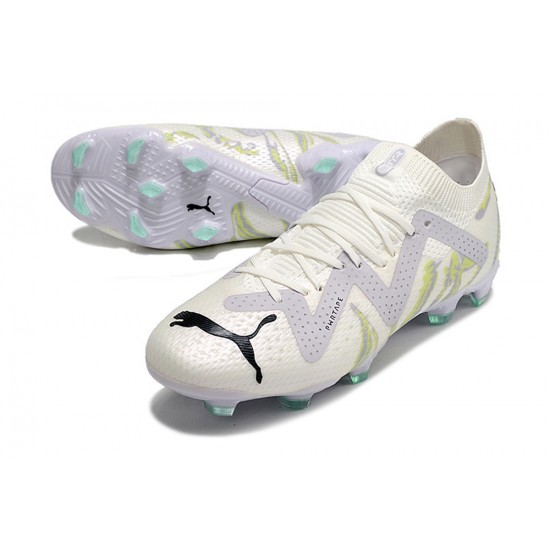 Puma Future Ultimate FG Low-Top White Turqoise For Women And Men Soccer Cleats 