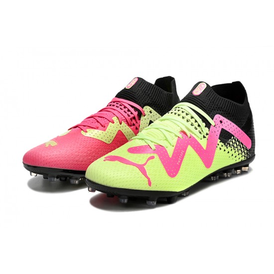 Puma Future Ultimate MG Low-Top Black Pink Green For Women And Men Soccer Cleats 