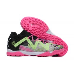 Puma Future Ultimate TF Low-Top Pink Black Light Green For Men Soccer Cleats 